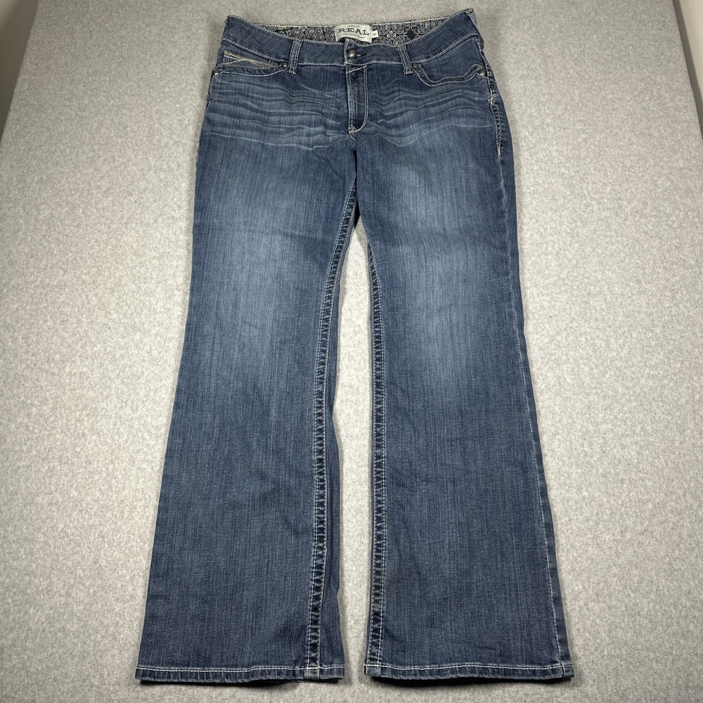 Ariat REAL Denim Boot Cut Jeans Women's 34R (Fit 36x33)Blue Mid Rise Whipstitch
